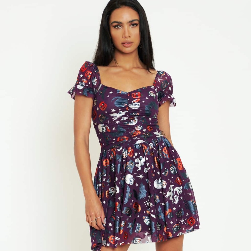 Blackmilk trick or treat purple cosmic mini dress Halloween